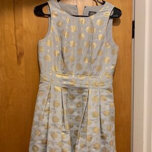 Vince Camuto Blue & Gold Polka Dot Dress